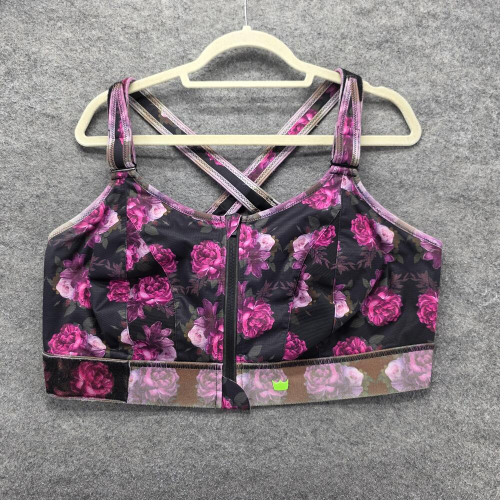 Shefit Sports Bra Womens 4 Luxe Black Floral Zip Front Crossback High Support